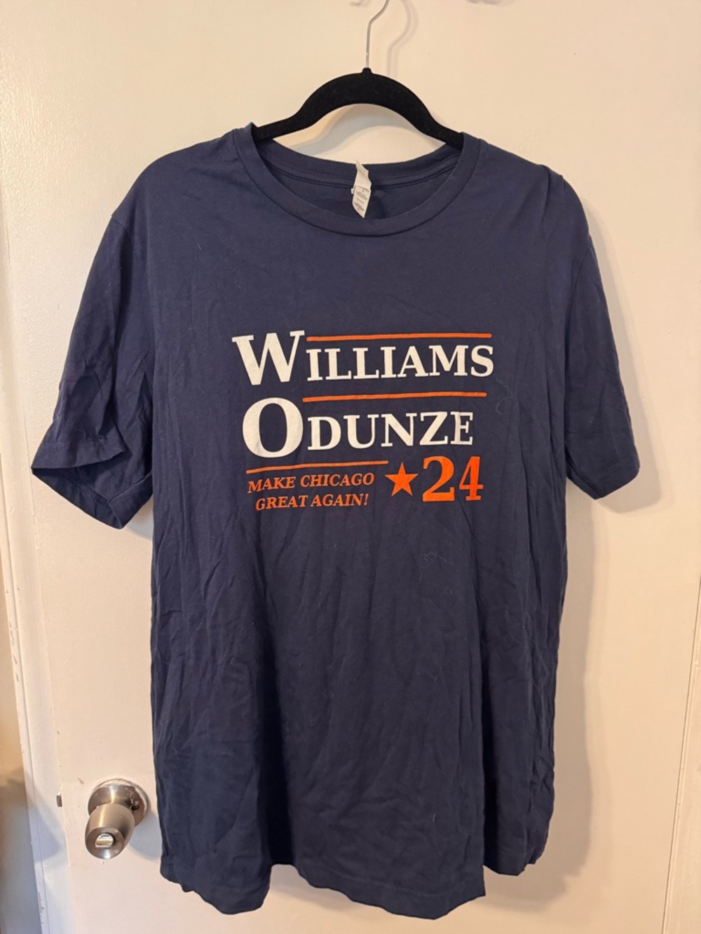 Chicago Bears Williams Odunze Navy Short-Sleeve Graphic Tee